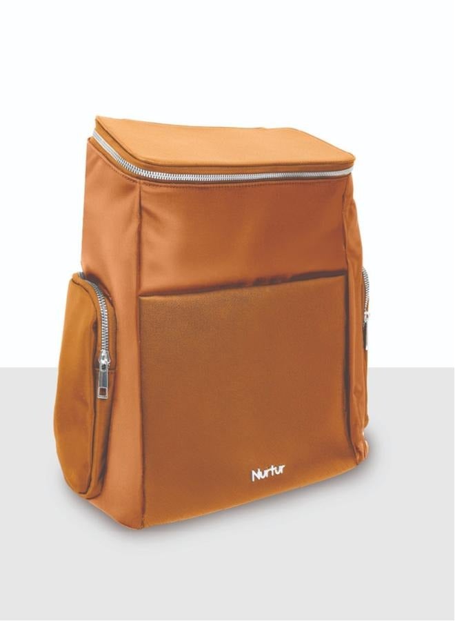 Nurtur Nurtur Aura Maternity Diaper Bag PU Leather and Nylon Fashion Bagpack Bag Multifunction Travel Bag with insulator bottle warming pocket and changing pad - Nude  - Image 5