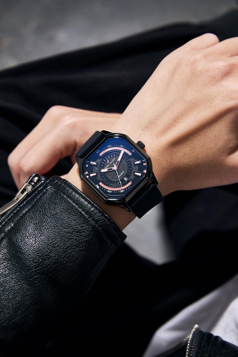 Daniel Hechter Paris Rivoli Collection Modern Analog Watch for Men with Octagon Dial and Silicon Band-DHM1003 - Image 2