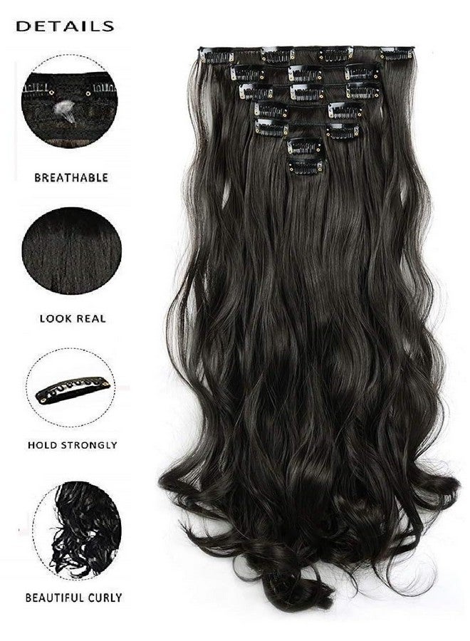 MoonEyes 7 Piece set 16 Clips 24-26 inch curly/wavy Full Head Clip in on Hair Extension for Girls, Women or Lady Hair Extension (Natural Black) - Image 5