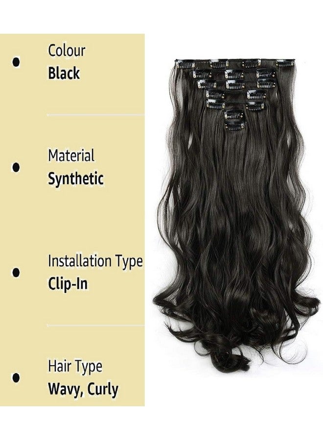 MoonEyes 7 Piece set 16 Clips 24-26 inch curly/wavy Full Head Clip in on Hair Extension for Girls, Women or Lady Hair Extension (Natural Black) - Image 2