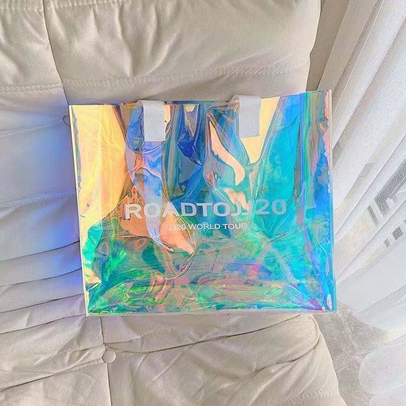 Colorful Laser Bag, Transparent Painting Bag, Handbag, Printed Pattern, One-Shoulder Hand-Carrying Anti-Fruit Jelly Bag, Shopping Bag - Image 5