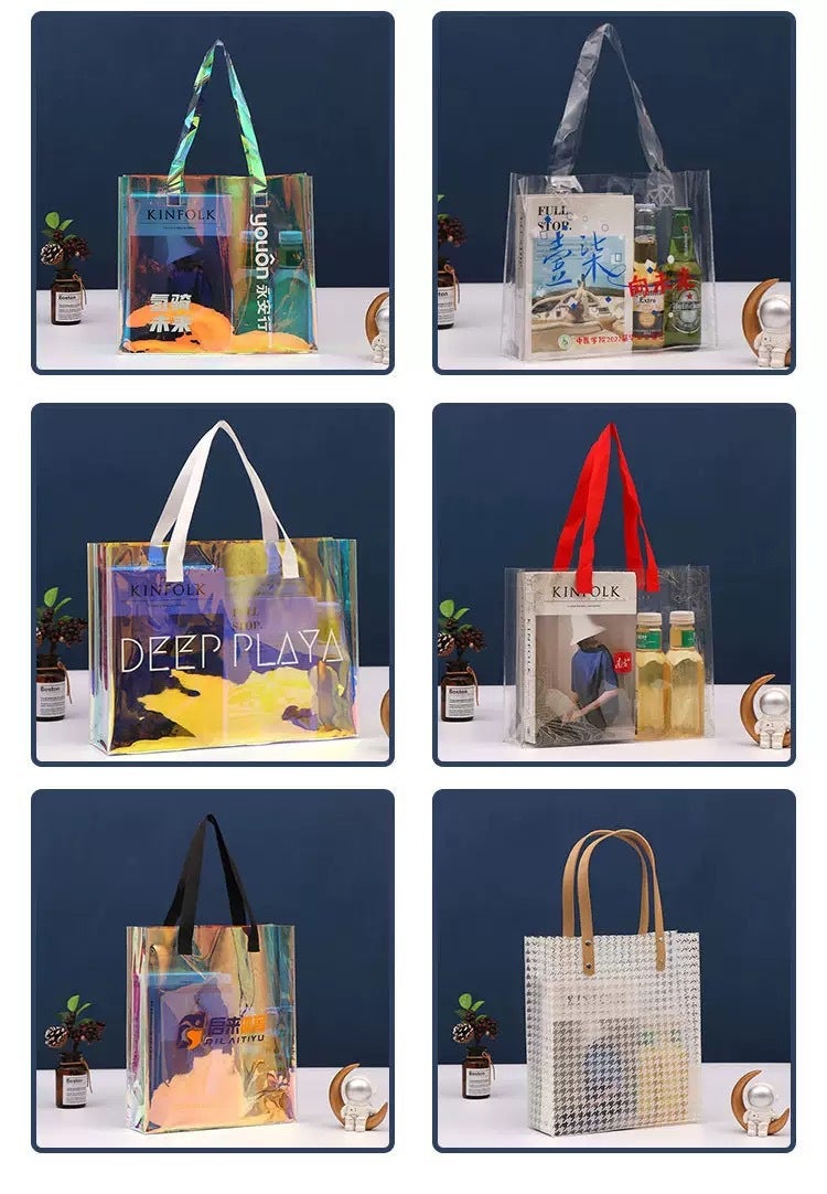 Colorful Laser Bag, Transparent Painting Bag, Handbag, Printed Pattern, One-Shoulder Hand-Carrying Anti-Fruit Jelly Bag, Shopping Bag - Image 1