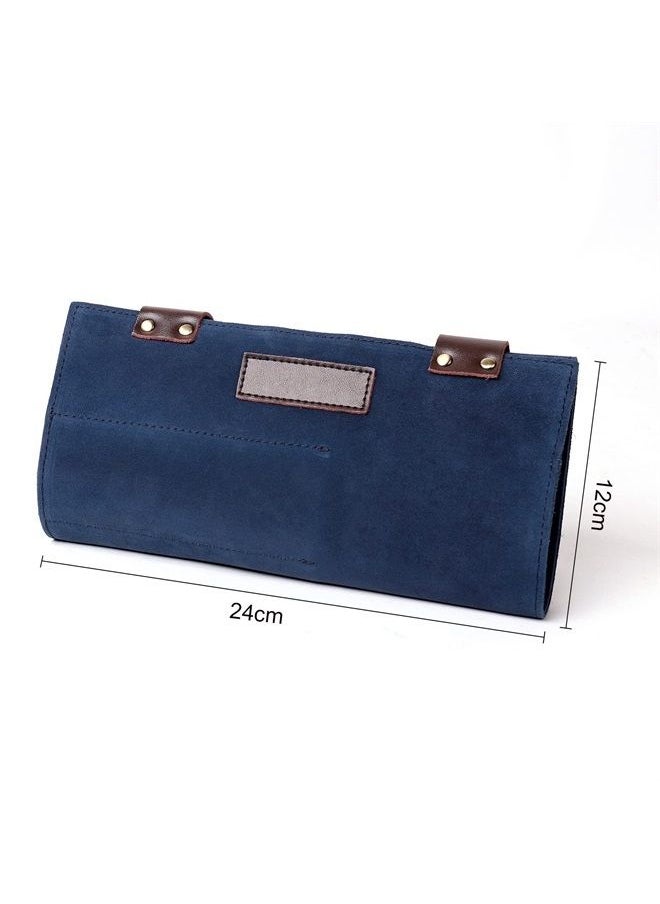Honey Joy - Salon Scissors Bag Roll Up, 12 Pockets Genuine Leather Stylist Grooming Scissors Holder Barber Hair Scissor Shears Cases for Hairdressers (HJ-ZP011-Blue) - Image 1