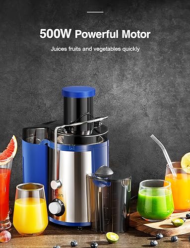 QCEN Juicer Machine, 800W Centrifugal Juicer Extractor with Wide Mouth 3” Feed Chute for Fruit Vegetable, Easy to Clean, Stainless Steel, BPA-free (Blue) - Image 5