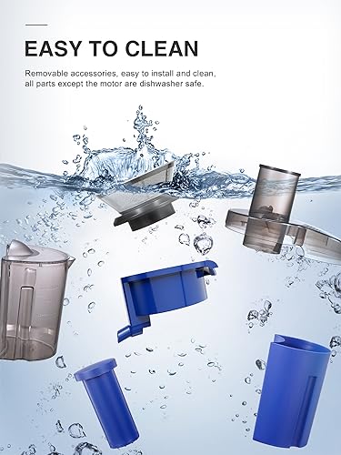 QCEN Juicer Machine, 800W Centrifugal Juicer Extractor with Wide Mouth 3” Feed Chute for Fruit Vegetable, Easy to Clean, Stainless Steel, BPA-free (Blue) - Image 4