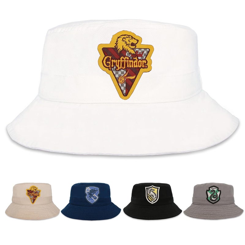 Harry Potter Bucket Hat for Kids, Boy and Girl Sun Hat Kid Ages 4-7 and Big Kids 7-14 Years 100% Cotton for Summer Teen Youth Beach Hat White Gryffindor - Image 1