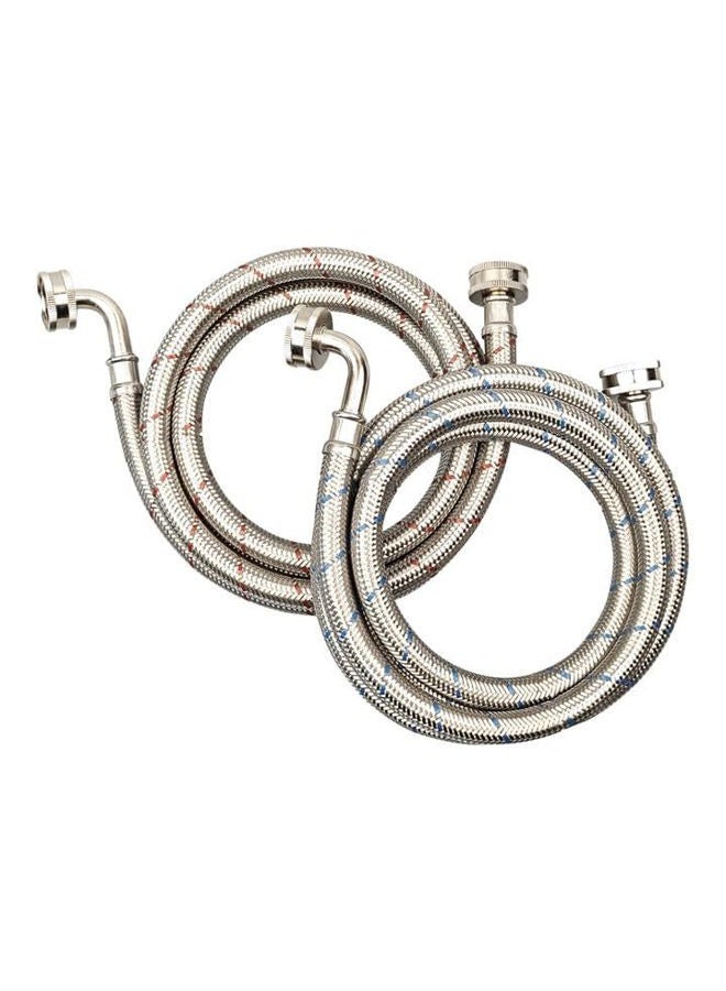 PLUMBINGMASTER 10FT Stainless Steel Washing Machine Hoses with 90 Degree Elbows,2 Pack Red and Blue Washer Hoses,Burst Proof Hot & Cold Water Connection Inlet Washer Supply Lines - Image 1
