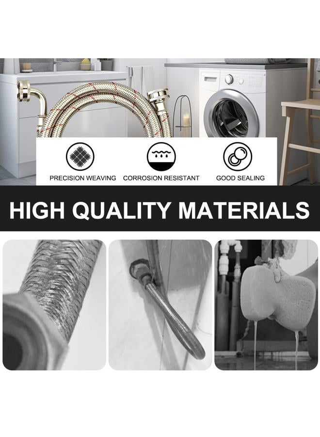 PLUMBINGMASTER 10FT Stainless Steel Washing Machine Hoses with 90 Degree Elbows,2 Pack Red and Blue Washer Hoses,Burst Proof Hot & Cold Water Connection Inlet Washer Supply Lines - Image 4