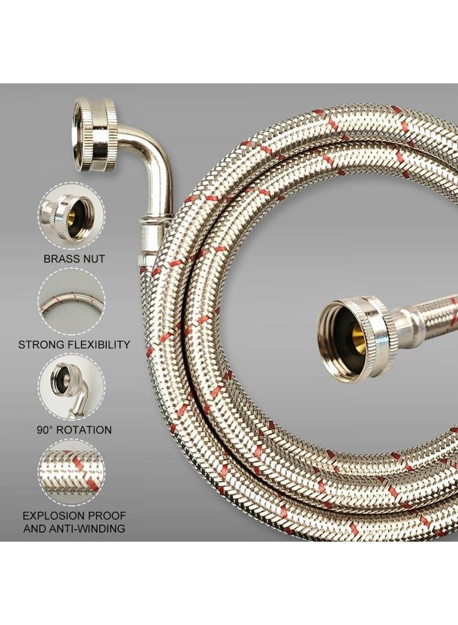 PLUMBINGMASTER 10FT Stainless Steel Washing Machine Hoses with 90 Degree Elbows,2 Pack Red and Blue Washer Hoses,Burst Proof Hot & Cold Water Connection Inlet Washer Supply Lines - Image 3