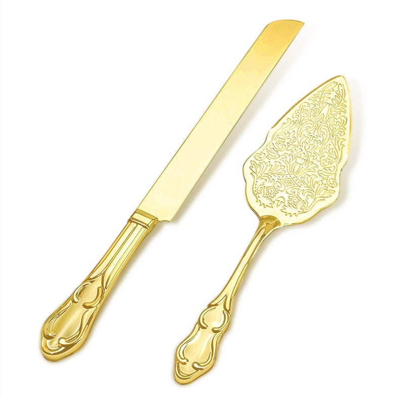 Strova Silver Wedding Cake Serving Set - Elegant Cake Cutting Knife and Server for Event Use - Image 1