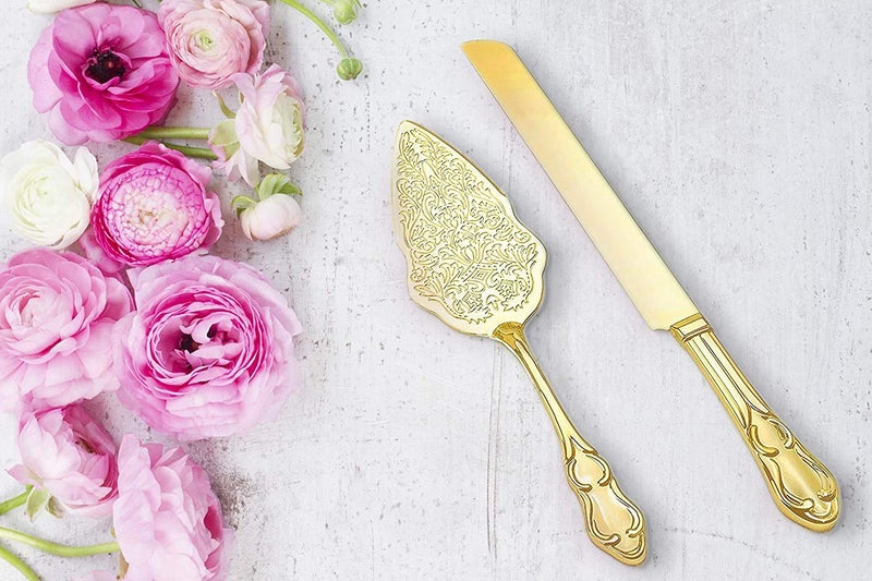 Strova Silver Wedding Cake Serving Set - Elegant Cake Cutting Knife and Server for Event Use - Image 2