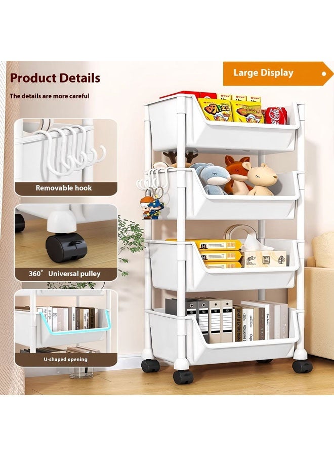 WangPangZi 4-Tier Multipurpose Rolling Shelves Cart Organizer,Plastic Utility Roller Cart for Kitchen Bathroom Office Living Room - Image 4