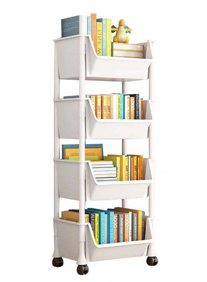 WangPangZi 4-Tier Multipurpose Rolling Shelves Cart Organizer,Plastic Utility Roller Cart for Kitchen Bathroom Office Living Room - Image 1