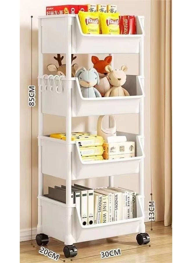 WangPangZi 4-Tier Multipurpose Rolling Shelves Cart Organizer,Plastic Utility Roller Cart for Kitchen Bathroom Office Living Room - Image 2