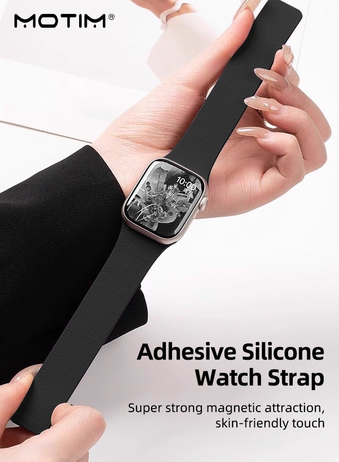 Motim Watch Strap Suitable for iWatch Series 11/10(46mm), Magnetic Wristband Adjustable Silicone Strap for iWatch Ultra Series11 10 9 8 7 6 SE - Image 4