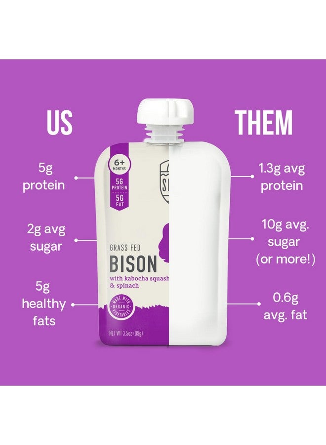 Serenity Kids Baby Food Pouches, Grass Fed Bison with Organic Kabocha Squash & Spinach, For 6+ Months, 3.5 Ounce Pouch (12 Count) - Image 4