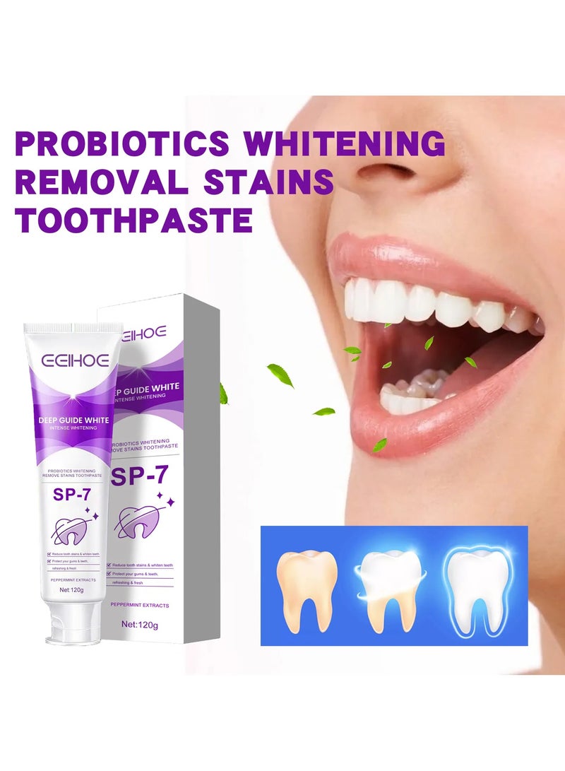 EELHOE SP-7 Probiotic Whitening Toothpaste, Probiotic Brightening Toothpaste, SP-7 Natural Tooth Whitener, Brightening & Stain Removing Toothpaste, Prevents Tartar, Fresh Breath - Image 4