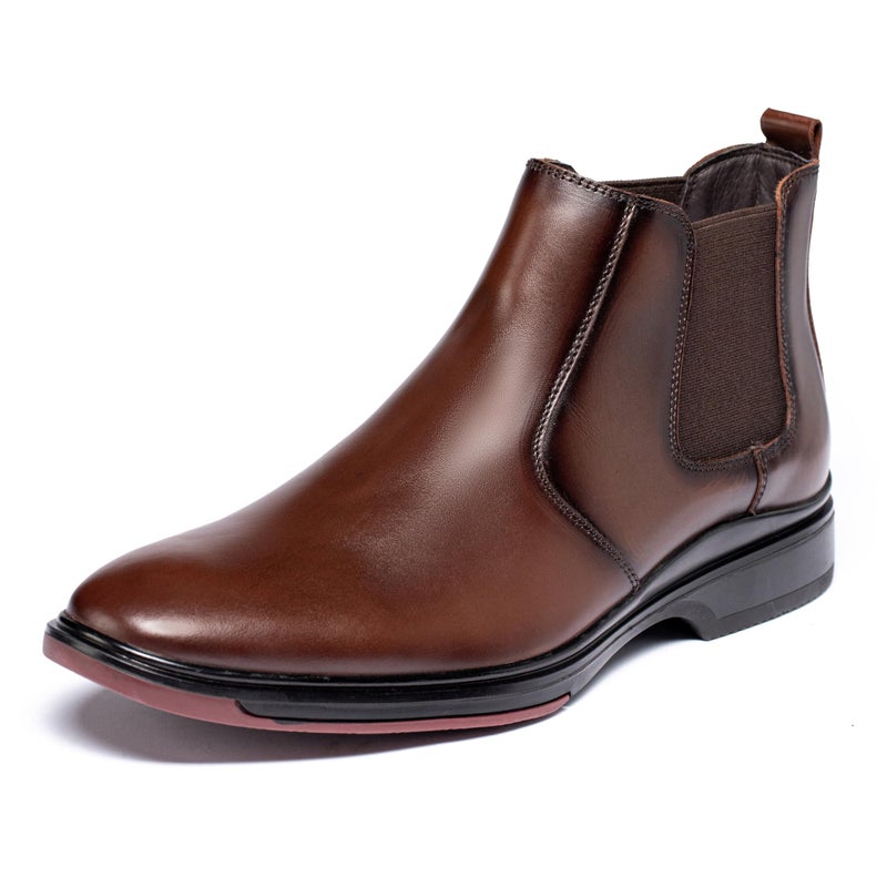 ArcBrothers Mens Chelsea Boots,Slip-on Formal Dress Boots for Men Casual Ankle Boots Coffee - Image 1