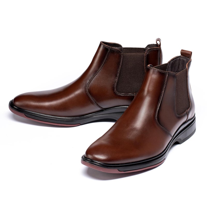ArcBrothers Mens Chelsea Boots,Slip-on Formal Dress Boots for Men Casual Ankle Boots Coffee - Image 2