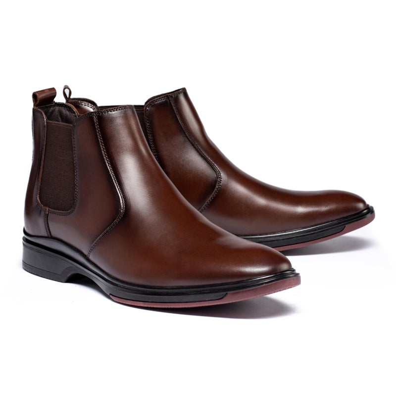 ArcBrothers Mens Chelsea Boots,Slip-on Formal Dress Boots for Men Casual Ankle Boots Coffee - Image 3