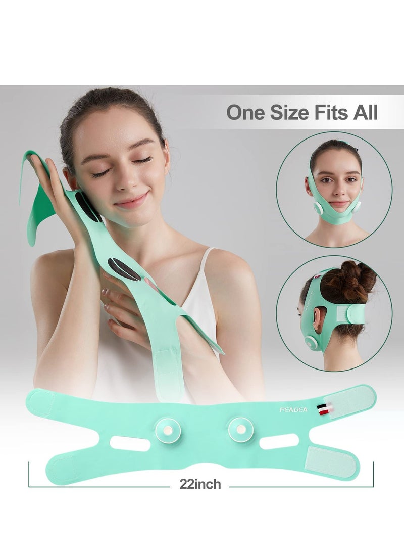 Generic - Double Chin Tightener Massage Reducer Face V Line Tape Massager Device Soft Fabric Jawline Exerciser 5 Levels of Adjustment Auto stop Achieve a Youthful V Face Effect with Comfort and Style - Image 1