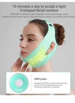 Double Chin Tightener Massage Reducer Face V Line Tape Massager Device Soft Fabric Jawline Exerciser 5 Levels of Adjustment Auto stop Achieve a Youthful V Face Effect with Comfort and Style