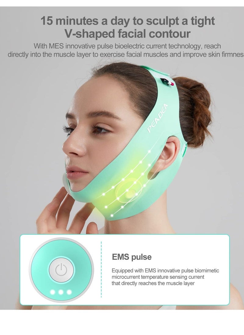 Generic - Double Chin Tightener Massage Reducer Face V Line Tape Massager Device Soft Fabric Jawline Exerciser 5 Levels of Adjustment Auto stop Achieve a Youthful V Face Effect with Comfort and Style - Image 1