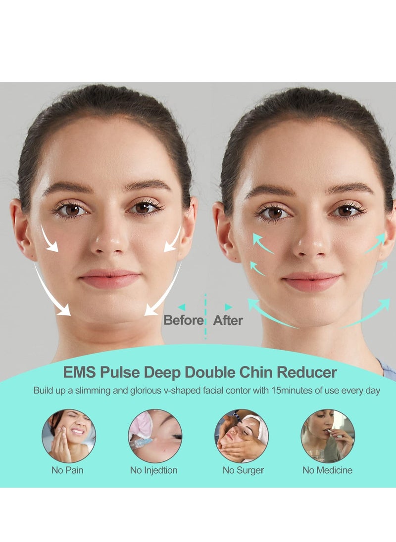 Generic - Double Chin Tightener Massage Reducer Face V Line Tape Massager Device Soft Fabric Jawline Exerciser 5 Levels of Adjustment Auto stop Achieve a Youthful V Face Effect with Comfort and Style - Image 1