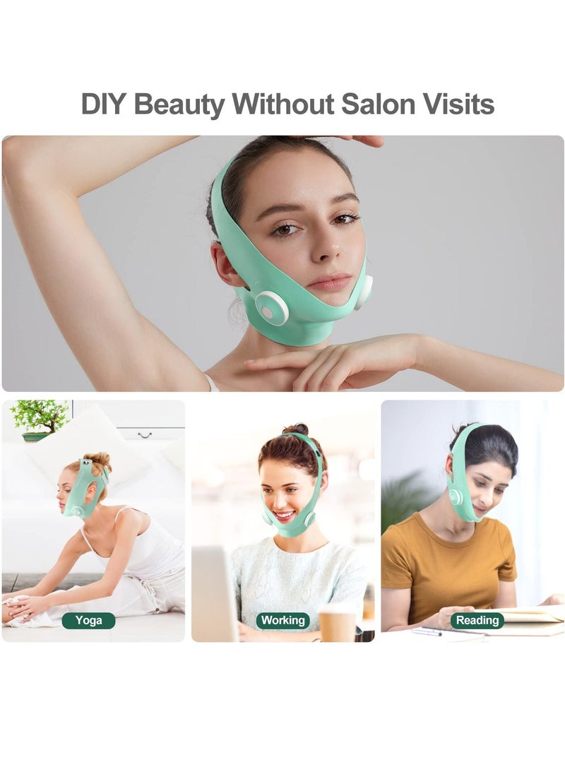 Generic - Double Chin Tightener Massage Reducer Face V Line Tape Massager Device Soft Fabric Jawline Exerciser 5 Levels of Adjustment Auto stop Achieve a Youthful V Face Effect with Comfort and Style - Image 1