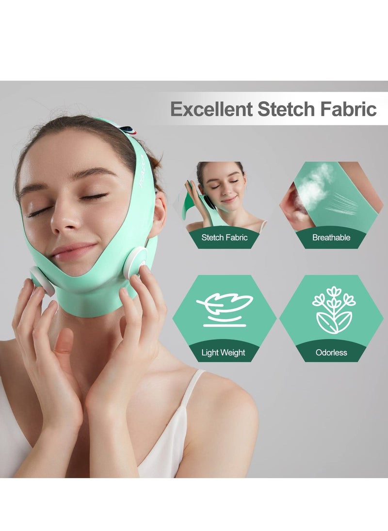 Generic - Double Chin Tightener Massage Reducer Face V Line Tape Massager Device Soft Fabric Jawline Exerciser 5 Levels of Adjustment Auto stop Achieve a Youthful V Face Effect with Comfort and Style - Image 1