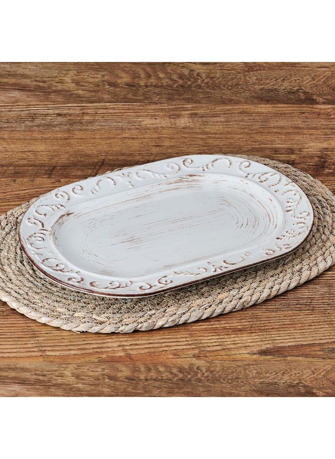 Pfaltzgraff - Pfaltzgraff Trellis Serving Platter, 13.75 inch, White - Image 1