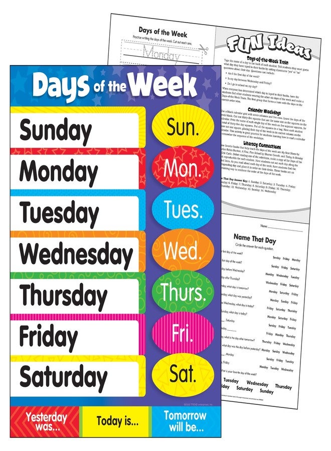 تريند لوحة تعليمية على شكل نجوم لأيام الأسبوع، ديكور للفصول الدراسية، 17 بوصة × 22 بوصة - Image 2