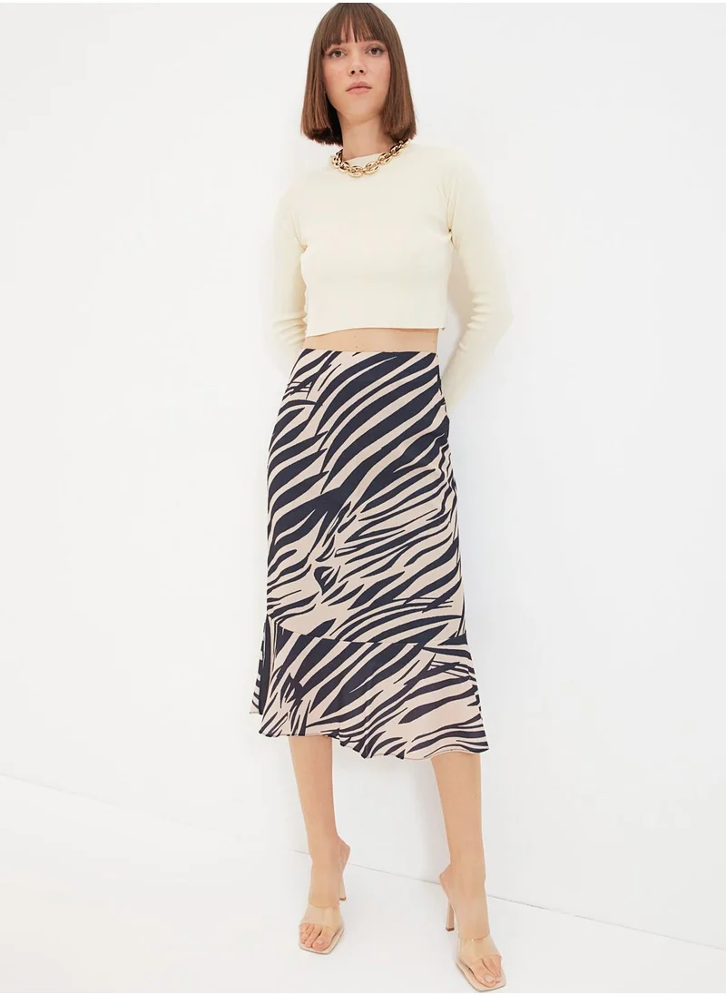 trendyol High Waist Printed Skirt