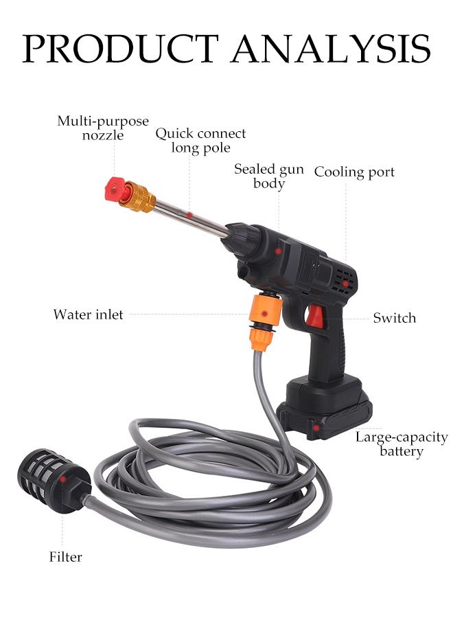 DUNISO Portable Electric Cordless Pressure Washer, Car Washer 3000 PSI, 48VF ​​Battery Powered Pressure Washer with 2 Batteries for Car, House, Floor, Plants, Garden - Image 2
