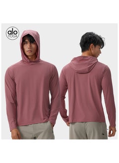alo alo autumn nylon men's outdoor lightweight breathable casual sports long sleeve t-shirt quick-drying top hooded sweatshirt  - Image 1