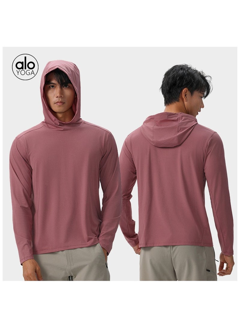 alo - alo autumn nylon men's outdoor lightweight breathable casual sports long sleeve t-shirt quick-drying top hooded sweatshirt - Image 1