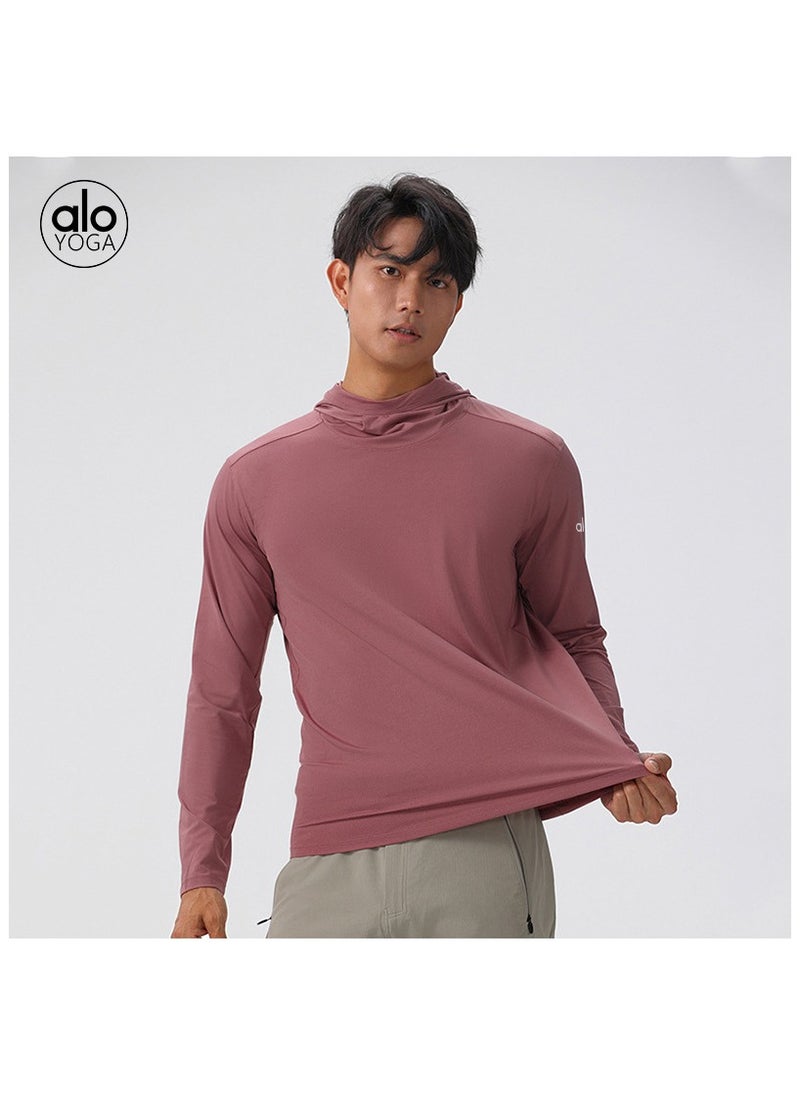 alo - alo autumn nylon men's outdoor lightweight breathable casual sports long sleeve t-shirt quick-drying top hooded sweatshirt - Image 1