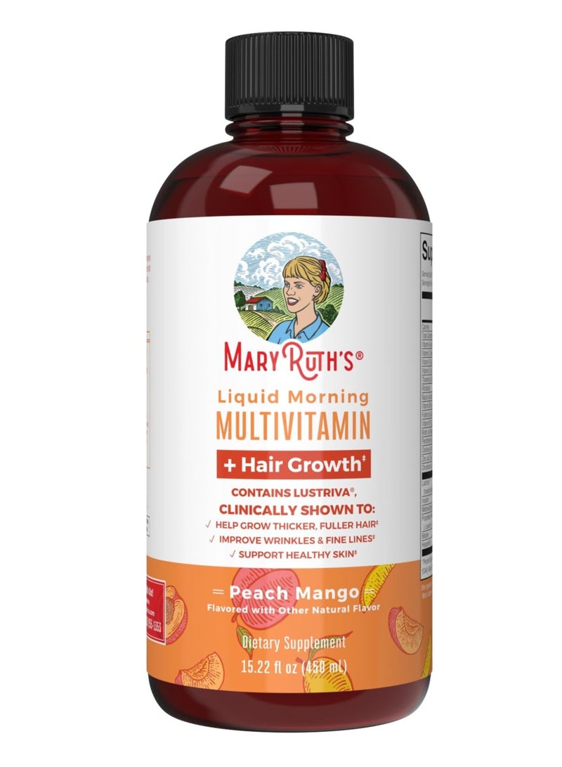 MaryRuth Organics MaryRuth Organics Liquid Multivitamin + Hair Growth | Biotin 10000mcg | Lustriva Hair Growth Supplement | Clinically Tested in Women for Thicker Hair & Facial Wrinkle | Skin Care | Ages 18+ | 15.22 Fl Oz  - Image 1