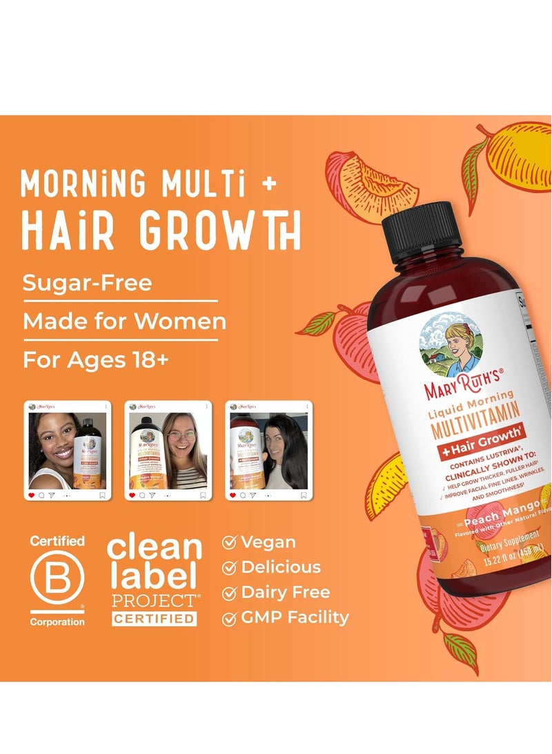 MaryRuth Organics MaryRuth Organics Liquid Multivitamin + Hair Growth | Biotin 10000mcg | Lustriva Hair Growth Supplement | Clinically Tested in Women for Thicker Hair & Facial Wrinkle | Skin Care | Ages 18+ | 15.22 Fl Oz  - Image 5