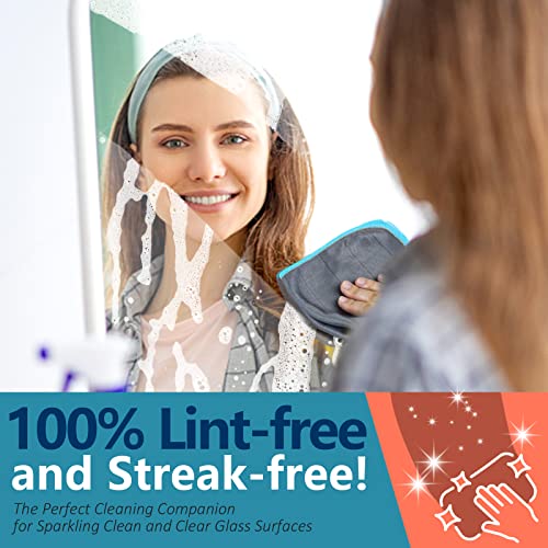 Airlab Carbon Microfiber Towels for Car Glass Window Polishing Cleaning Cloth Auto Detailing Lint Free Streak Free Drying Car Wash Large Towel, Pack of 3, 12" x 12", Grey-Blue - Image 4