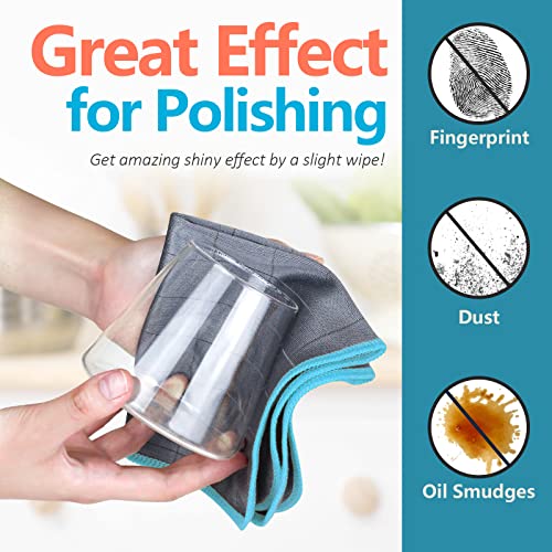 Airlab Carbon Microfiber Towels for Car Glass Window Polishing Cleaning Cloth Auto Detailing Lint Free Streak Free Drying Car Wash Large Towel, Pack of 3, 12" x 12", Grey-Blue - Image 3