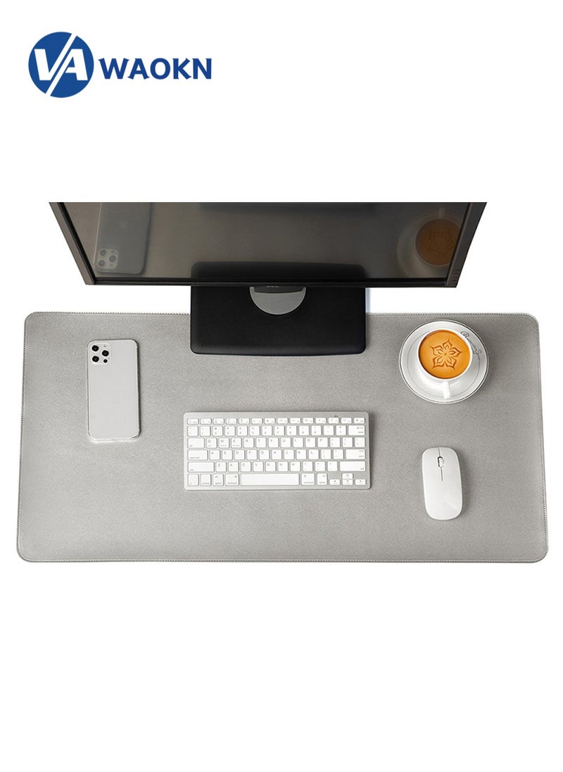 WAOKN Large Gaming Mouse Pad Extended Anti-Skid with Stitched Edges Waterproof Desk Pad with Non-Slip Base Computer Keyboard Pad Mouse Mat Protector Double Sided Desk Pad Super Creative Silver  - Image 1