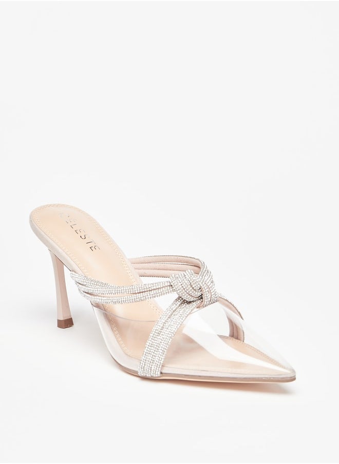 Celeste - Women's Embellished Mules with Stiletto Heels - Image 1