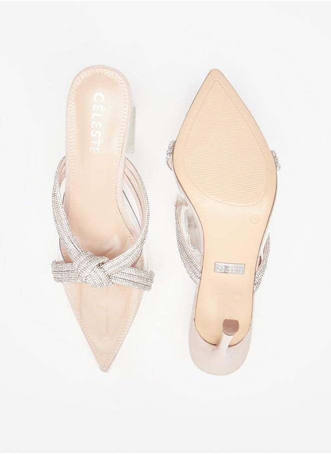 Celeste - Women's Embellished Mules with Stiletto Heels - Image 1