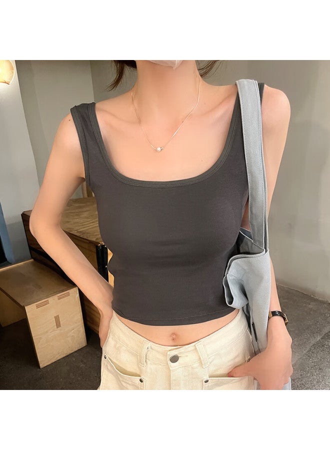 Modal Padded Camisole Tank Top For Women, Back Cross-back Design, Backless, Square Neckline, Underwear, Spring And Summer, Stylish Sleeveless Top - Image 4