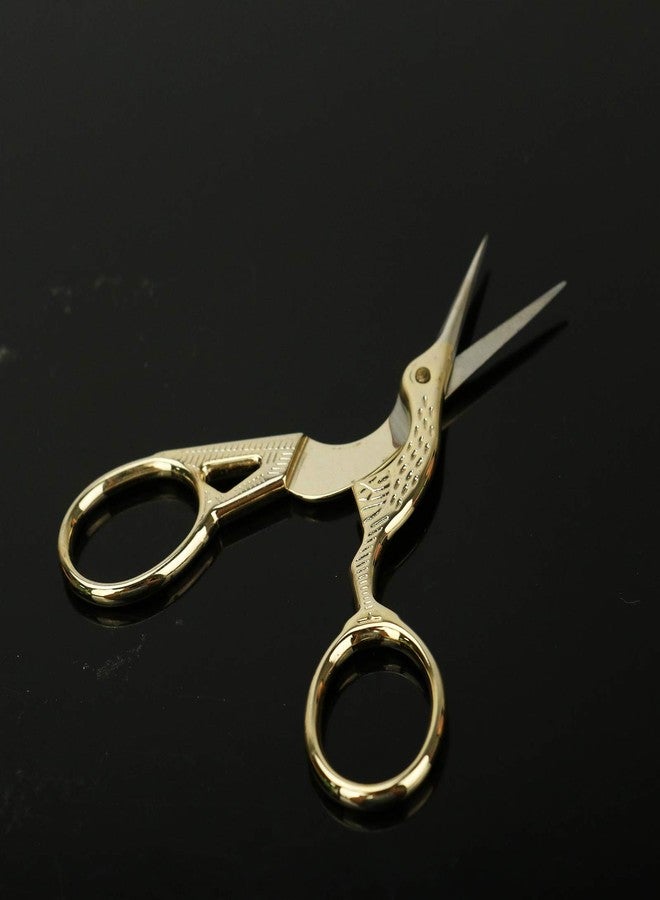 AQUEENLY Embroidery Scissors, Stainless Steel Sharp Stork Scissors for Sewing Crafting, Art Work, Threading, Needlework - DIY Tools Dressmaker Small Shears - 2 Pcs (3.6 Inches, Gold) - Image 4