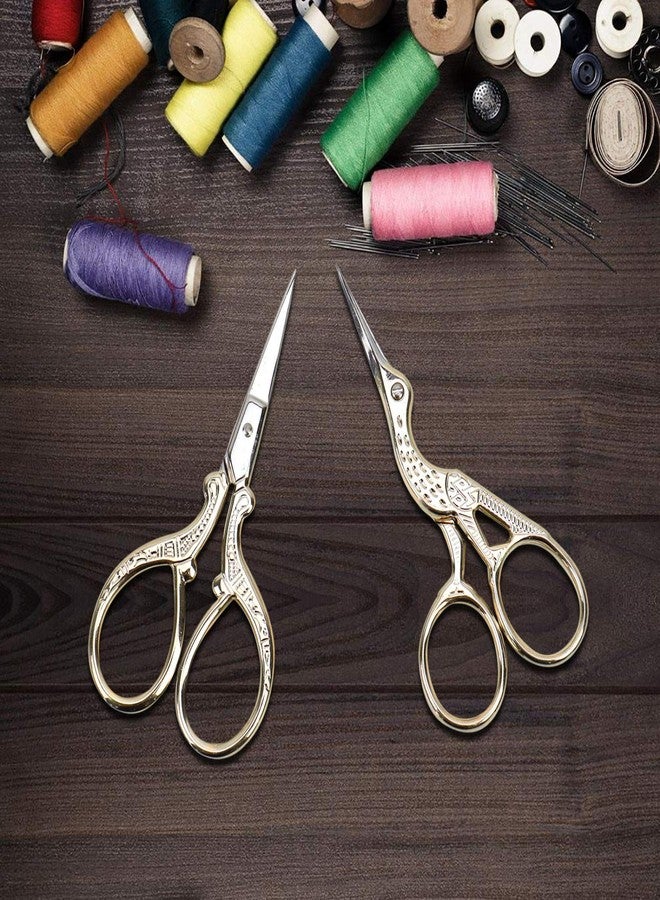 AQUEENLY Embroidery Scissors, Stainless Steel Sharp Stork Scissors for Sewing Crafting, Art Work, Threading, Needlework - DIY Tools Dressmaker Small Shears - 2 Pcs (3.6 Inches, Gold) - Image 5
