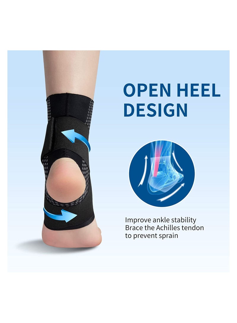 Y&D Ankle Braces, Ultra Thin Breathable Adjustable Nonslip Compression Braces For Plantar Fasciitis Stabilizing Ligaments, Sports Injury Recovery Straps Sprain Rehabilitation (Black)Size : L - Image 3