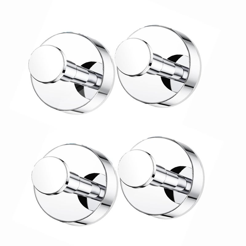 Bathroom Kitchen Glass Tile Suction Cup Hook Silver (4 Pack)-Removable Hanging Clothes Bath Ball Towel Chrome Hook - Image 1