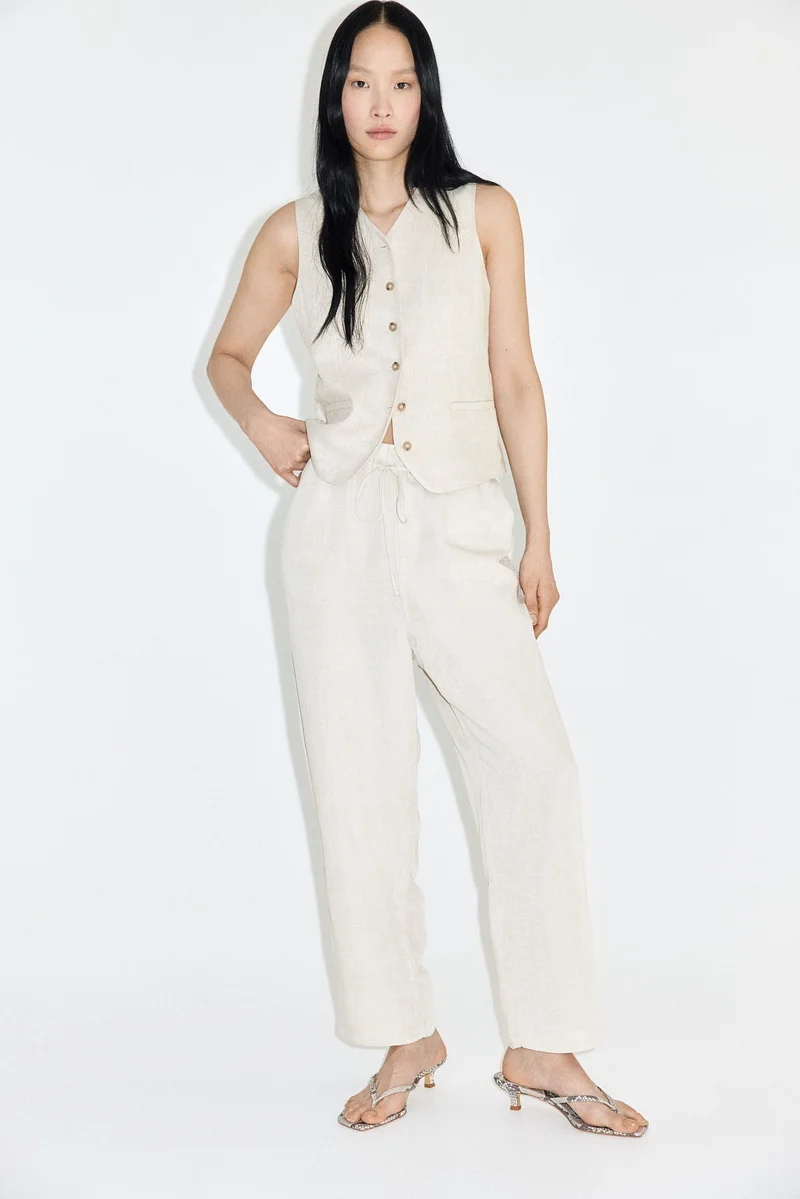 H&M Linen-blend drawstring trousers